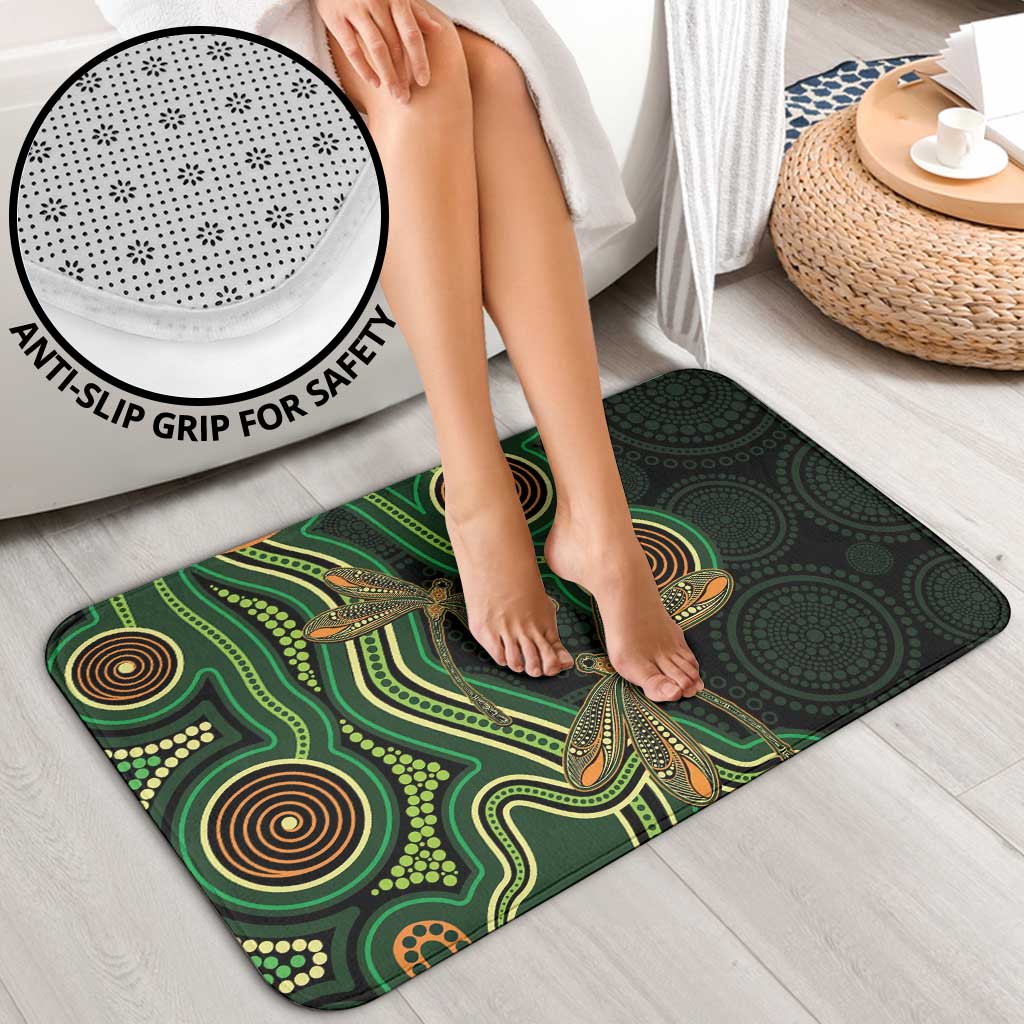 Green Indigenous Dragonfly Australia Bathroom Set Aboriginal Art - Aussie Hoodie