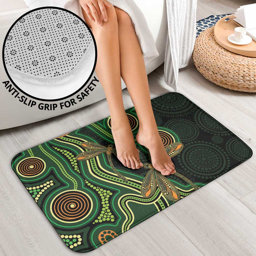 Green Indigenous Dragonfly Australia Bathroom Set Aboriginal Art - Aussie Hoodie