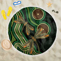 Green Indigenous Dragonfly Australia Beach Blanket Aboriginal Art - Aussie Hoodie