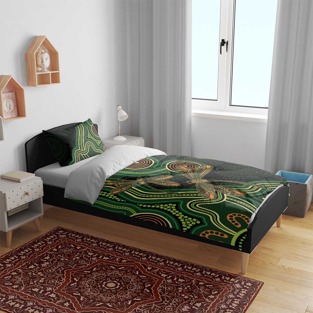 Green Indigenous Dragonfly Australia Bedding Set Aboriginal Art - Aussie Hoodie
