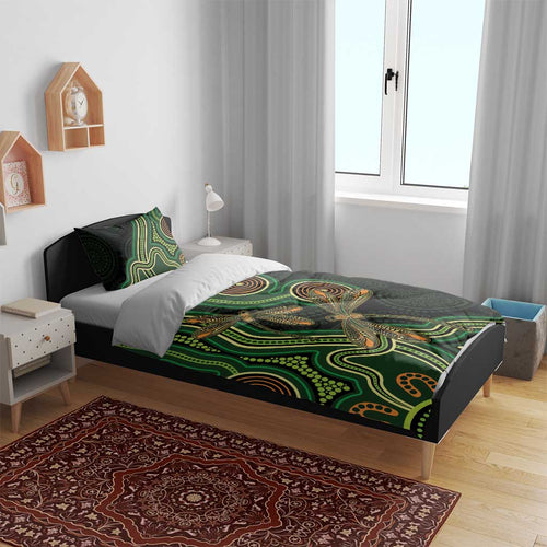Green Indigenous Dragonfly Australia Bedding Set Aboriginal Art - Aussie Hoodie