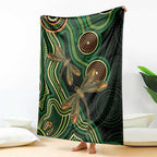 Green Indigenous Dragonfly Australia Blanket Aboriginal Art - Aussie Hoodie