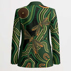 Green Indigenous Dragonfly Australia Blazer Aboriginal Art - Aussie Hoodie
