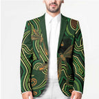 Green Indigenous Dragonfly Australia Blazer Aboriginal Art - Aussie Hoodie