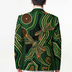 Green Indigenous Dragonfly Australia Blazer Aboriginal Art - Aussie Hoodie