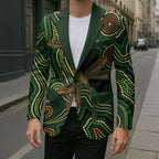 Green Indigenous Dragonfly Australia Blazer Aboriginal Art - Aussie Hoodie