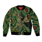 Green Indigenous Dragonfly Australia Bomber Jacket Aboriginal Art - Aussie Hoodie