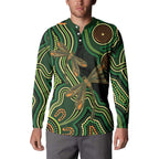 Green Indigenous Dragonfly Australia Button Sweatshirt Aboriginal Art - Aussie Hoodie
