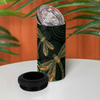 Green Indigenous Dragonfly Australia 4 in 1 Can Cooler Tumbler Aboriginal Art - Aussie Hoodie