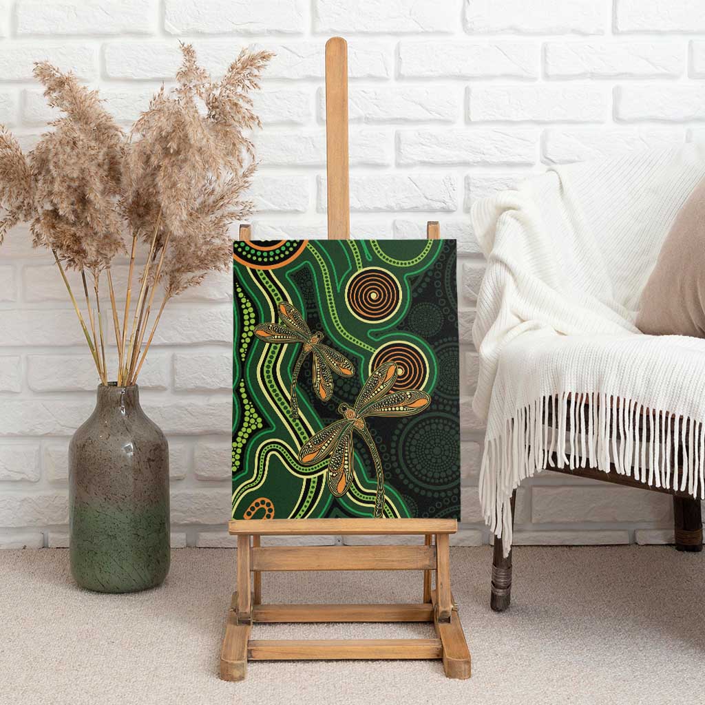Green Indigenous Dragonfly Australia Canvas Wall Art Aboriginal Art - Aussie Hoodie