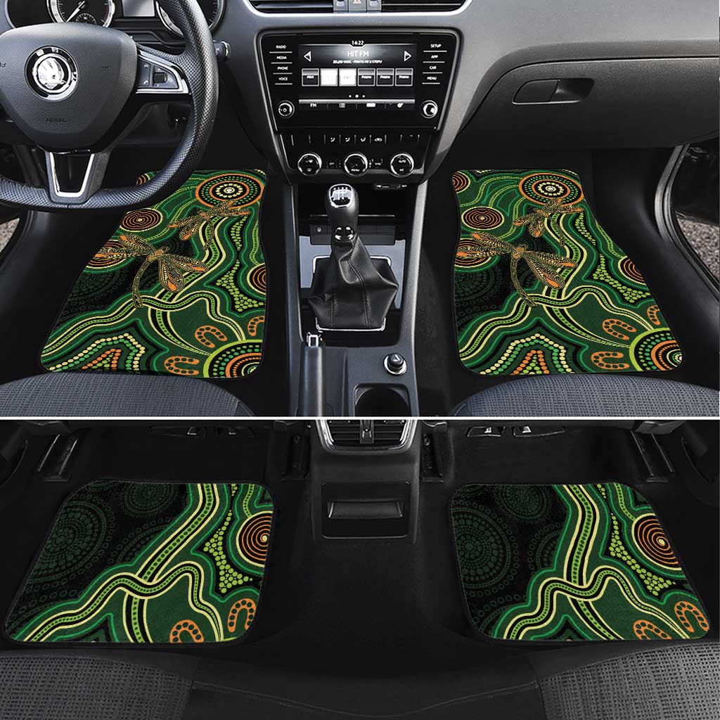 Green Indigenous Dragonfly Australia Car Mats Aboriginal Art - Aussie Hoodie