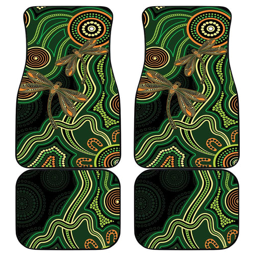 Green Indigenous Dragonfly Australia Car Mats Aboriginal Art - Aussie Hoodie