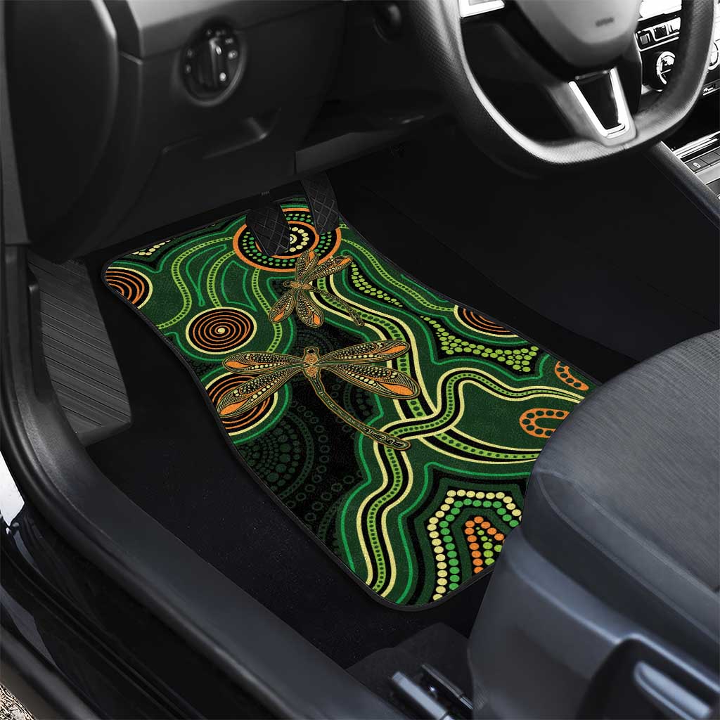 Green Indigenous Dragonfly Australia Car Mats Aboriginal Art - Aussie Hoodie