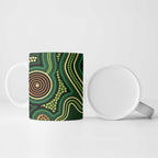 Green Indigenous Dragonfly Australia Ceramic Mug Aboriginal Art - Aussie Hoodie