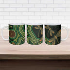 Green Indigenous Dragonfly Australia Ceramic Mug Aboriginal Art - Aussie Hoodie