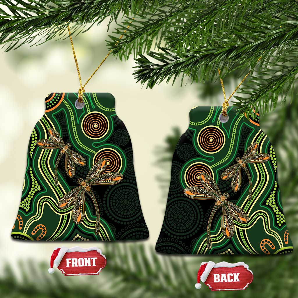 Green Indigenous Dragonfly Australia Ceramic Ornament Aboriginal Art - Aussie Hoodie