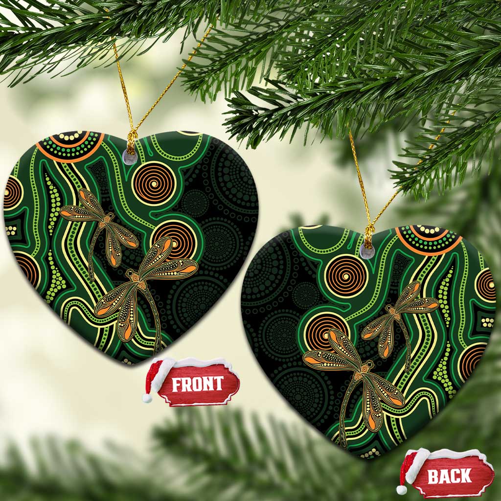 Green Indigenous Dragonfly Australia Ceramic Ornament Aboriginal Art - Aussie Hoodie