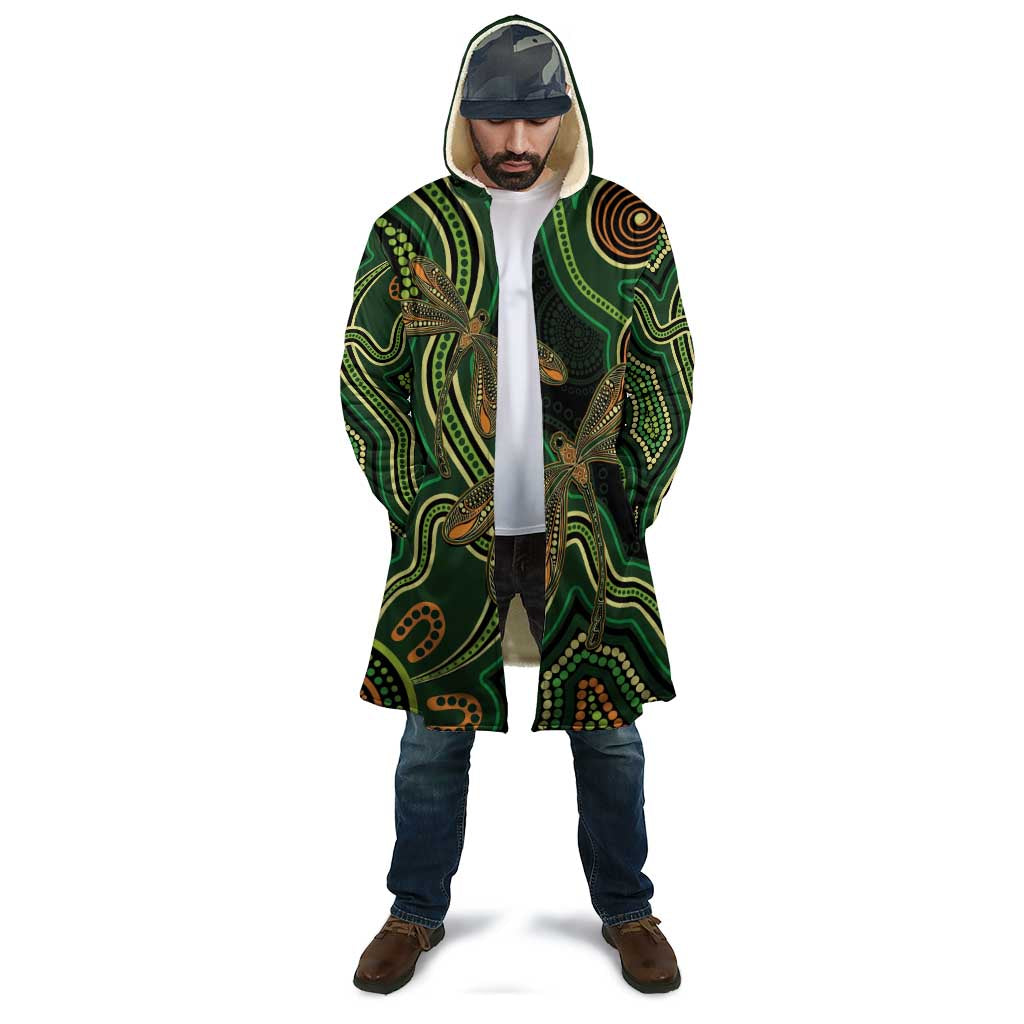 Green Indigenous Dragonfly Australia Cloak Aboriginal Art - Aussie Hoodie
