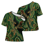 Green Indigenous Dragonfly Australia Cross Shoulder Shirt Aboriginal Art - Aussie Hoodie