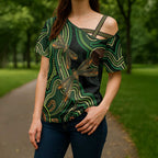 Green Indigenous Dragonfly Australia Cross Shoulder Shirt Aboriginal Art - Aussie Hoodie