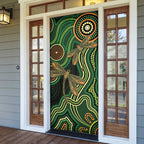 Green Indigenous Dragonfly Australia Door Cover Aboriginal Art - Aussie Hoodie