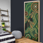 Green Indigenous Dragonfly Australia Door Cover Aboriginal Art - Aussie Hoodie