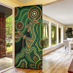 Green Indigenous Dragonfly Australia Door Cover Aboriginal Art - Aussie Hoodie