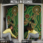 Green Indigenous Dragonfly Australia Door Cover Aboriginal Art - Aussie Hoodie