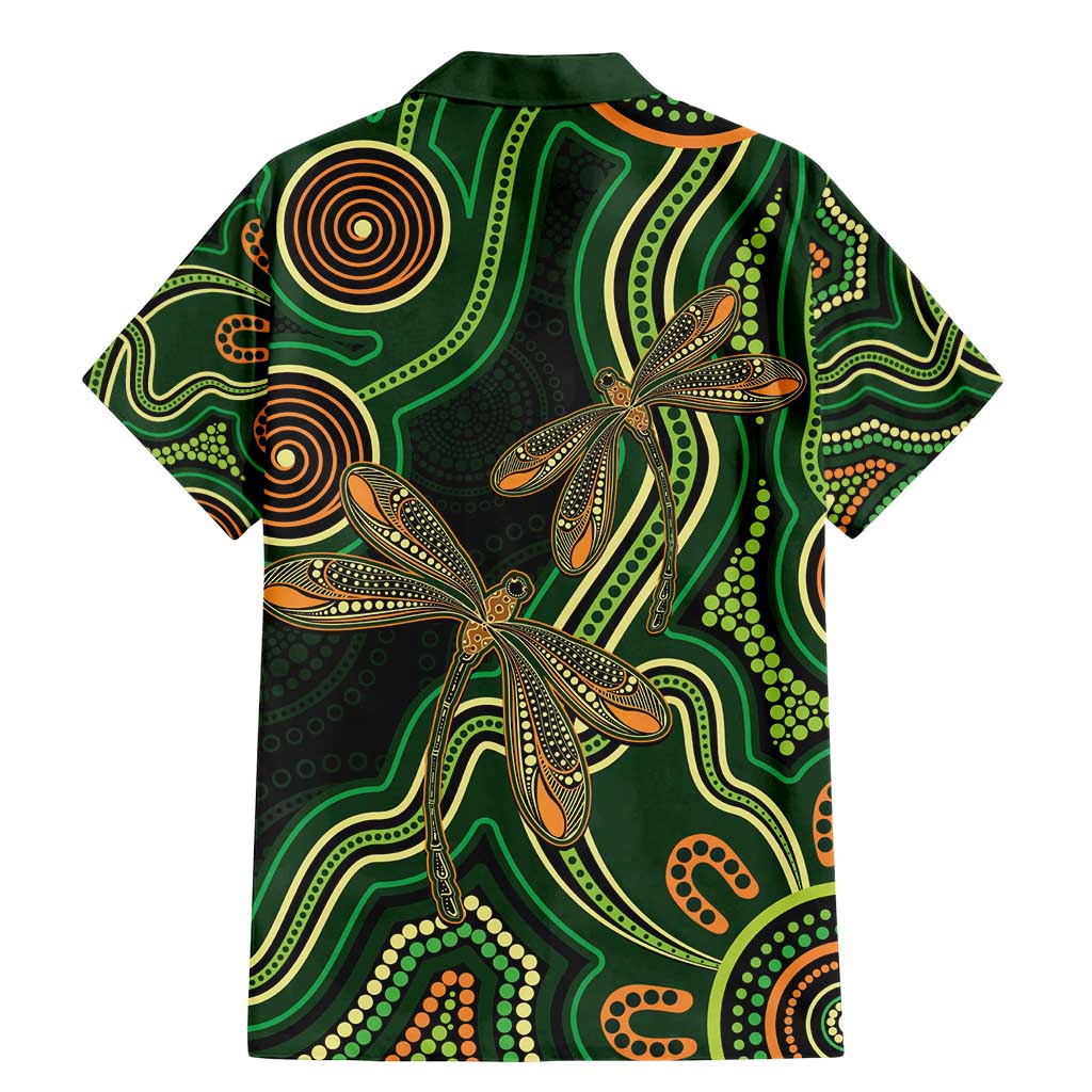Green Indigenous Dragonfly Australia Family Matching Mermaid Dress and Hawaiian Shirt Aboriginal Art - Aussie Hoodie