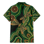 Green Indigenous Dragonfly Australia Family Matching Mermaid Dress and Hawaiian Shirt Aboriginal Art - Aussie Hoodie