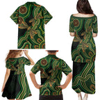 Green Indigenous Dragonfly Australia Family Matching Puletasi and Hawaiian Shirt Aboriginal Art - Aussie Hoodie