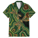 Green Indigenous Dragonfly Australia Family Matching Puletasi and Hawaiian Shirt Aboriginal Art - Aussie Hoodie