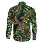 Green Indigenous Dragonfly Australia Family Matching Summer Maxi Dress and Hawaiian Shirt Aboriginal Art - Aussie Hoodie