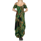 Green Indigenous Dragonfly Australia Family Matching Summer Maxi Dress and Hawaiian Shirt Aboriginal Art - Aussie Hoodie