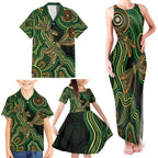 Green Indigenous Dragonfly Australia Family Matching Tank Maxi Dress and Hawaiian Shirt Aboriginal Art - Aussie Hoodie