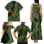 Green Indigenous Dragonfly Australia Family Matching Tank Maxi Dress and Hawaiian Shirt Aboriginal Art - Aussie Hoodie
