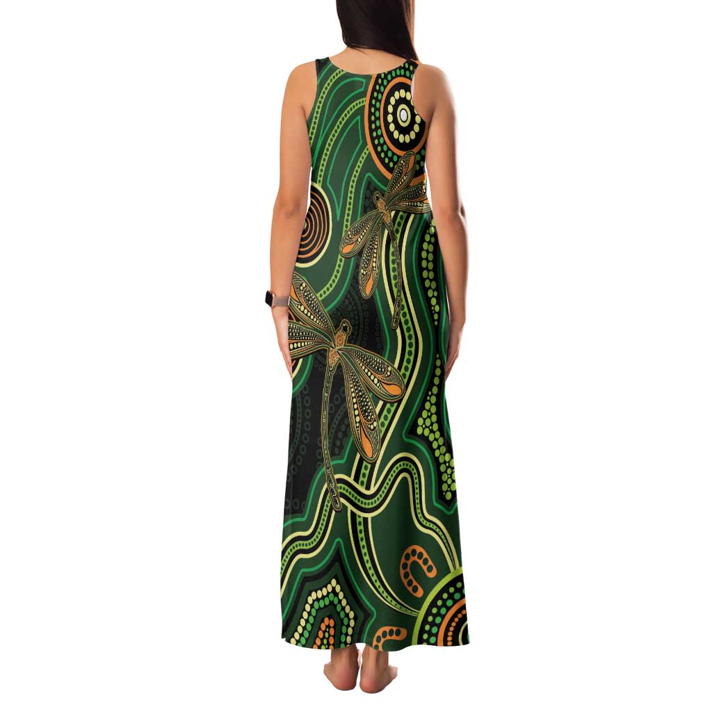 Green Indigenous Dragonfly Australia Family Matching Tank Maxi Dress and Hawaiian Shirt Aboriginal Art - Aussie Hoodie