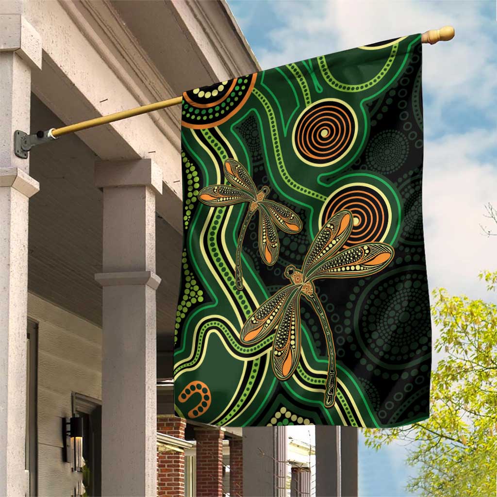Green Indigenous Dragonfly Australia Garden Flag Aboriginal Art - Aussie Hoodie