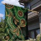 Green Indigenous Dragonfly Australia Garden Flag Aboriginal Art - Aussie Hoodie