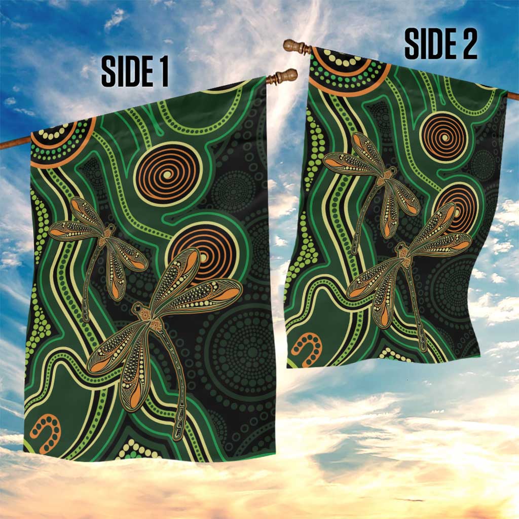 Green Indigenous Dragonfly Australia Garden Flag Aboriginal Art - Aussie Hoodie