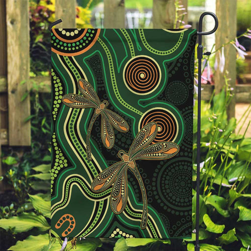 Green Indigenous Dragonfly Australia Garden Flag Aboriginal Art - Aussie Hoodie