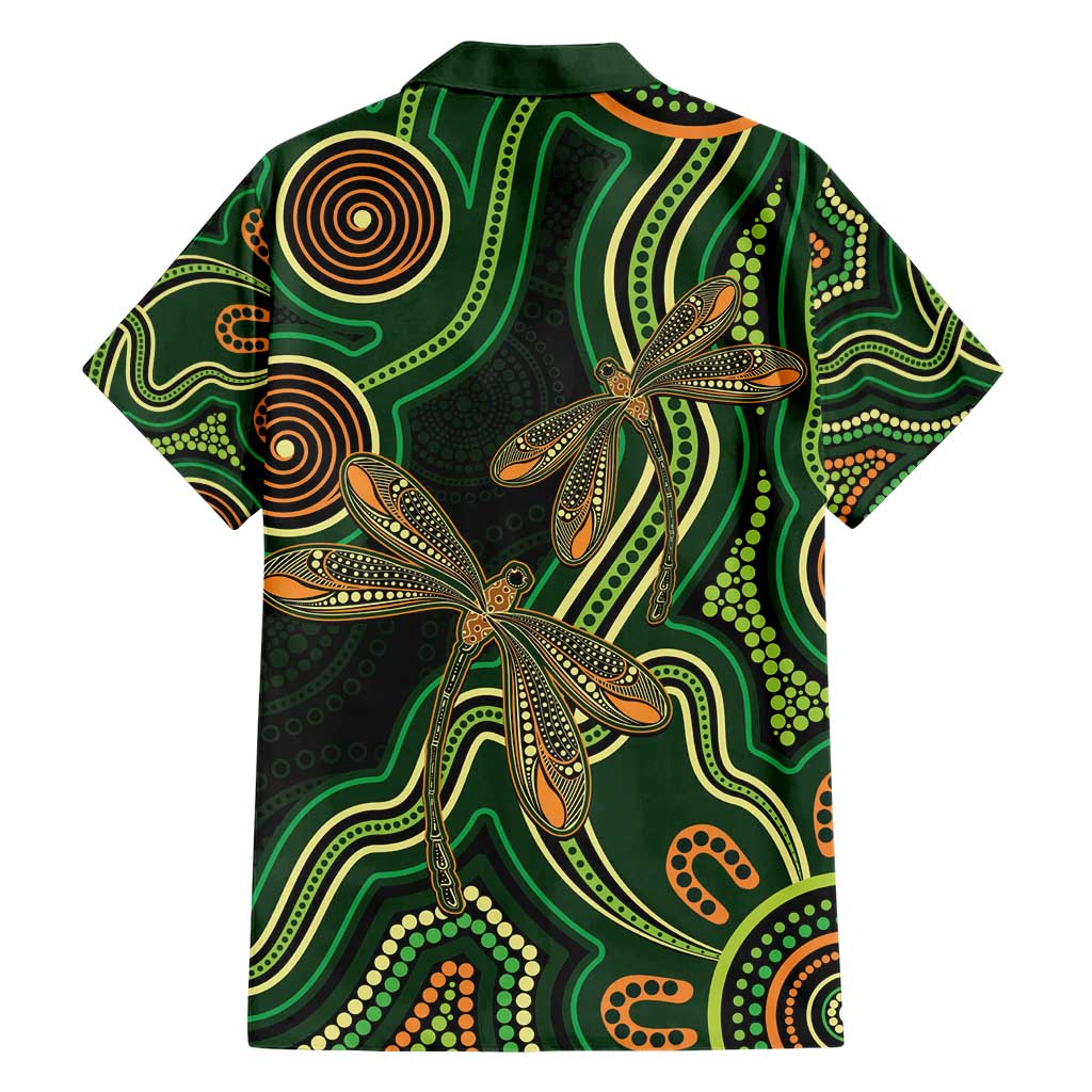 Green Indigenous Dragonfly Australia Hawaiian Shirt Aboriginal Art - Aussie Hoodie