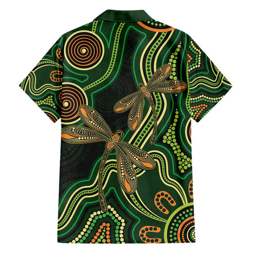 Green Indigenous Dragonfly Australia Hawaiian Shirt Aboriginal Art - Aussie Hoodie