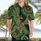 Green Indigenous Dragonfly Australia Hawaiian Shirt Aboriginal Art - Aussie Hoodie