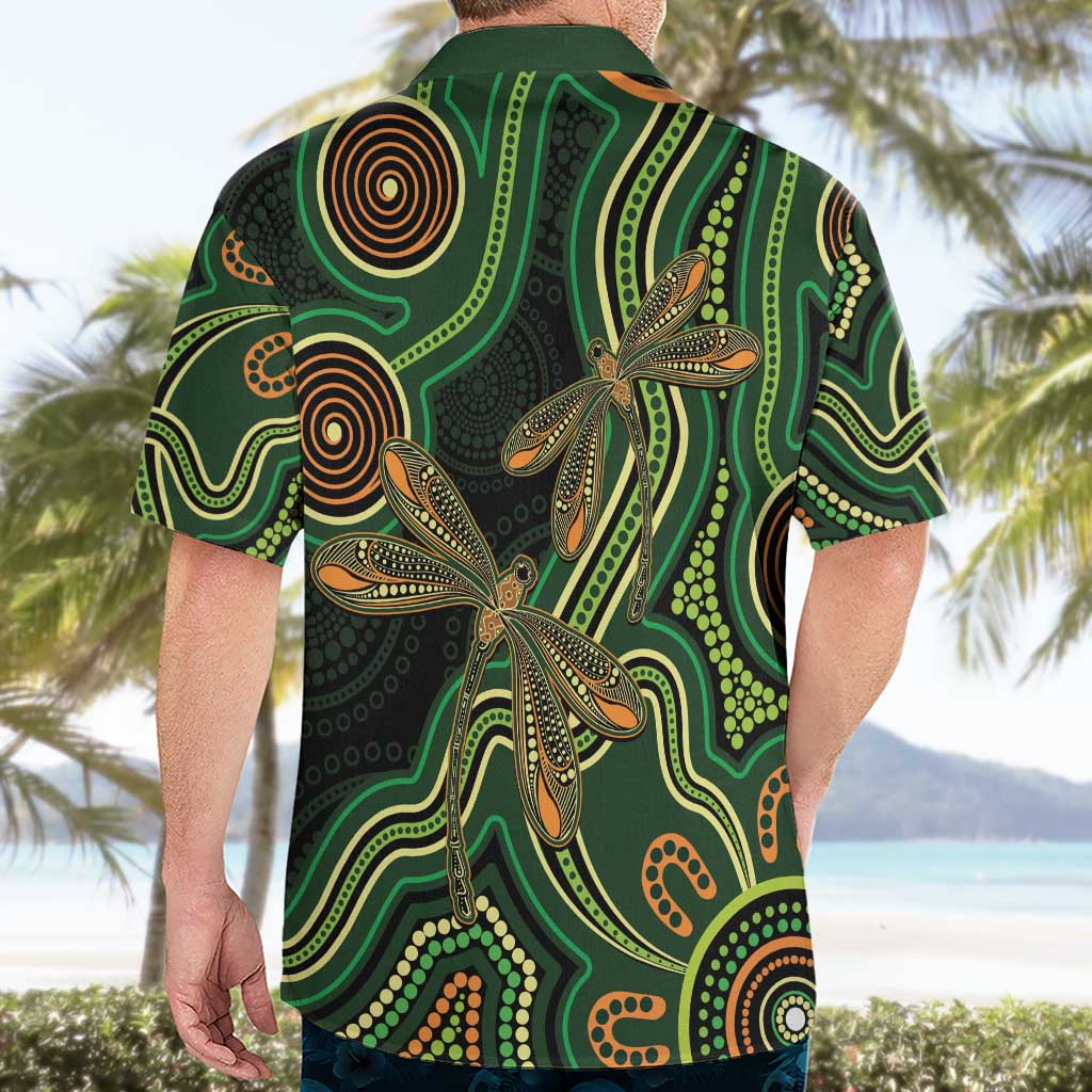 Green Indigenous Dragonfly Australia Hawaiian Shirt Aboriginal Art - Aussie Hoodie