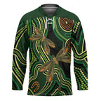 Green Indigenous Dragonfly Australia Hockey Jersey Aboriginal Art - Aussie Hoodie