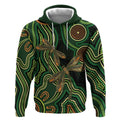 Green Indigenous Dragonfly Australia Hoodie Aboriginal Art - Aussie Hoodie
