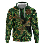 Green Indigenous Dragonfly Australia Hoodie Aboriginal Art - Aussie Hoodie