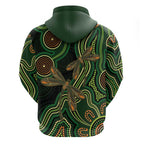 Green Indigenous Dragonfly Australia Hoodie Aboriginal Art - Aussie Hoodie