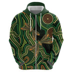 Green Indigenous Dragonfly Australia Hoodie Aboriginal Art - Aussie Hoodie